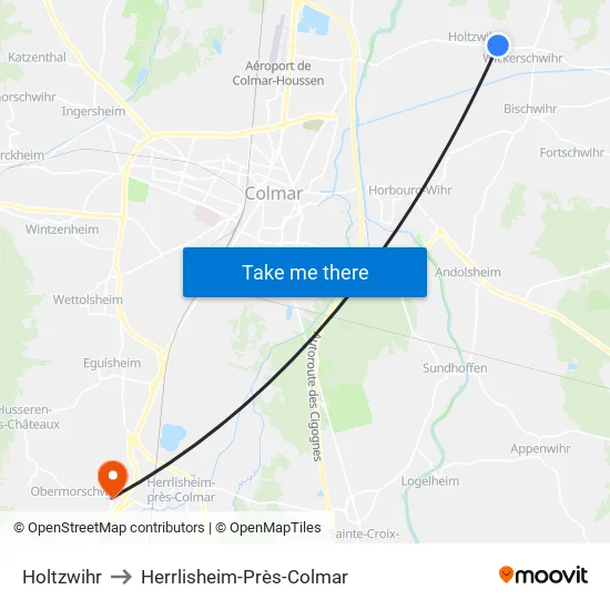 Holtzwihr to Herrlisheim-Près-Colmar map