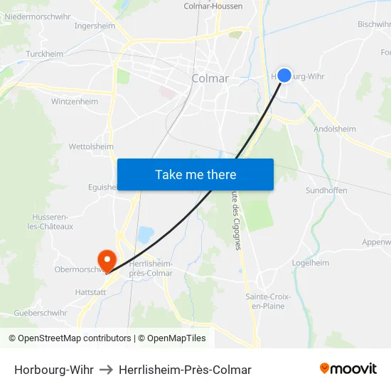 Horbourg-Wihr to Herrlisheim-Près-Colmar map