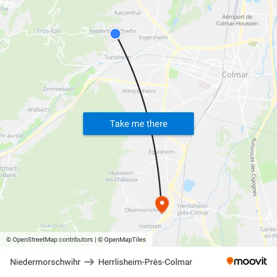 Niedermorschwihr to Herrlisheim-Près-Colmar map