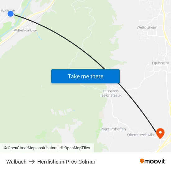 Walbach to Herrlisheim-Près-Colmar map
