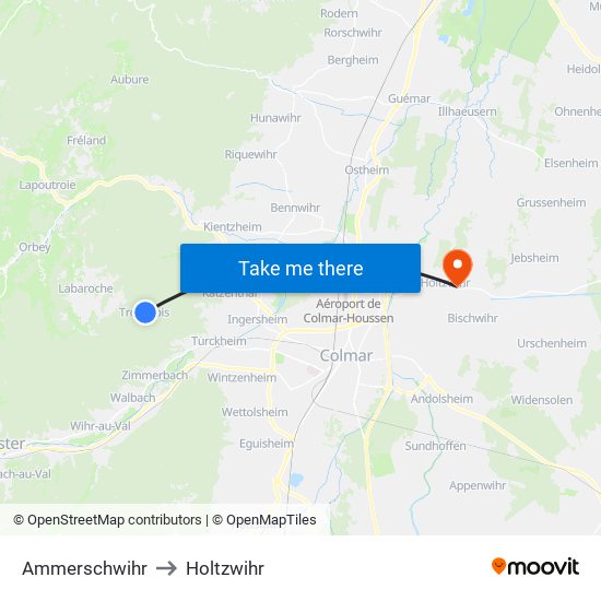 Ammerschwihr to Holtzwihr map