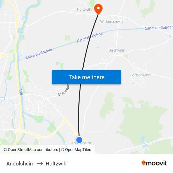 Andolsheim to Holtzwihr map