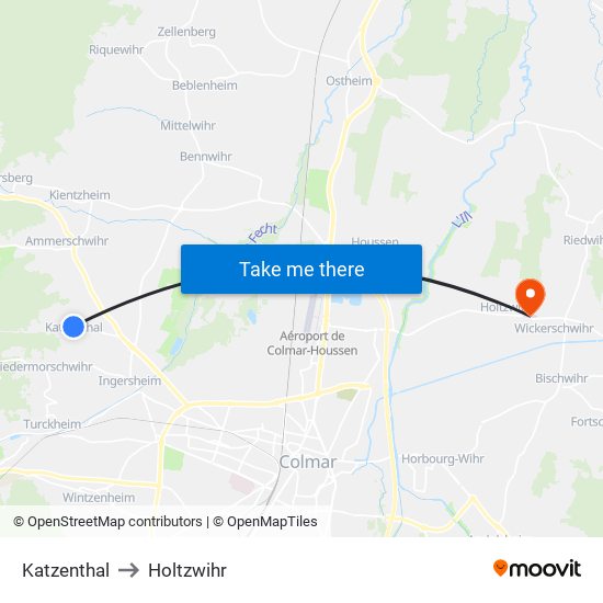 Katzenthal to Holtzwihr map
