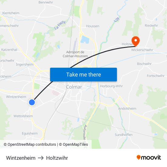 Wintzenheim to Holtzwihr map