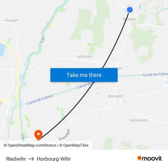 Riedwihr to Horbourg-Wihr map