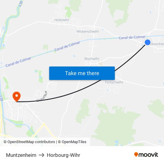 Muntzenheim to Horbourg-Wihr map