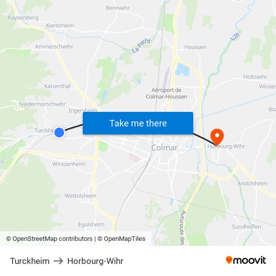 Turckheim to Horbourg-Wihr map