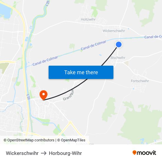 Wickerschwihr to Horbourg-Wihr map