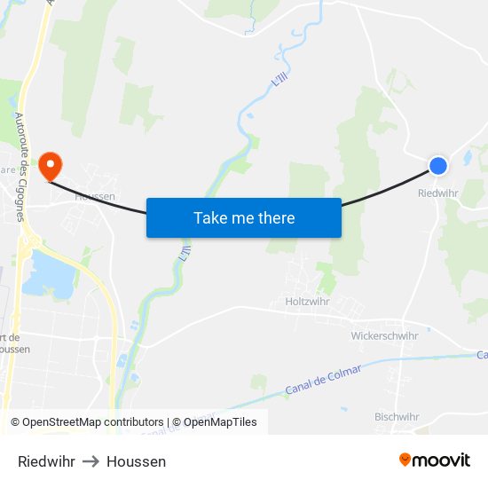 Riedwihr to Houssen map