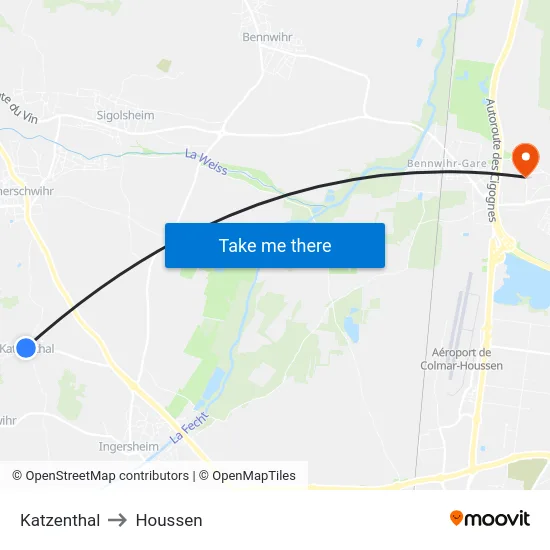 Katzenthal to Houssen map