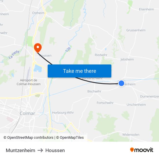 Muntzenheim to Houssen map