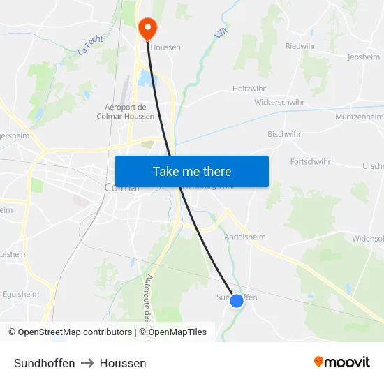 Sundhoffen to Houssen map
