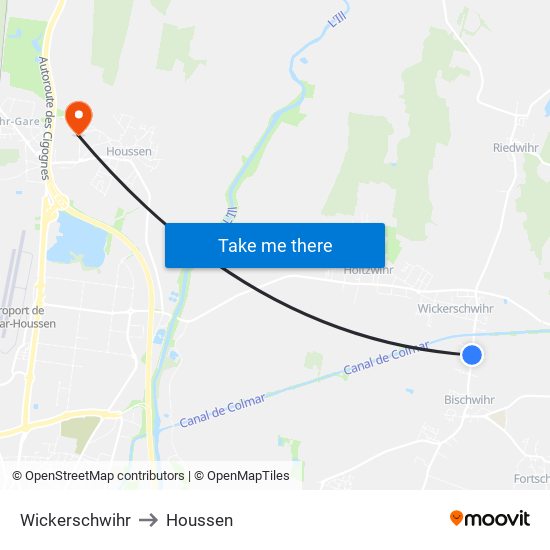 Wickerschwihr to Houssen map