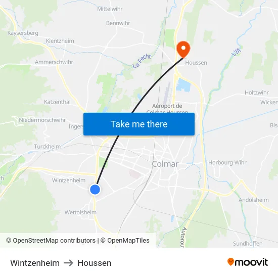 Wintzenheim to Houssen map