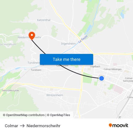 Colmar to Niedermorschwihr map