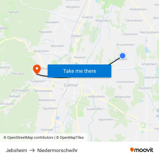 Jebsheim to Niedermorschwihr map