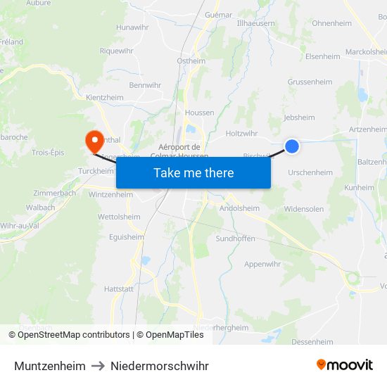 Muntzenheim to Niedermorschwihr map