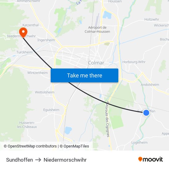 Sundhoffen to Niedermorschwihr map