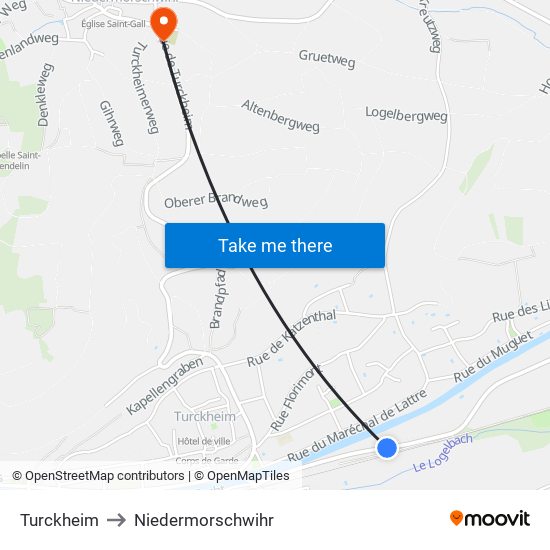 Turckheim to Niedermorschwihr map