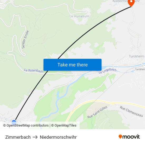 Zimmerbach to Niedermorschwihr map