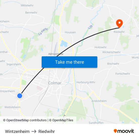 Wintzenheim to Riedwihr map