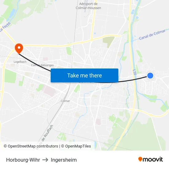 Horbourg-Wihr to Ingersheim map
