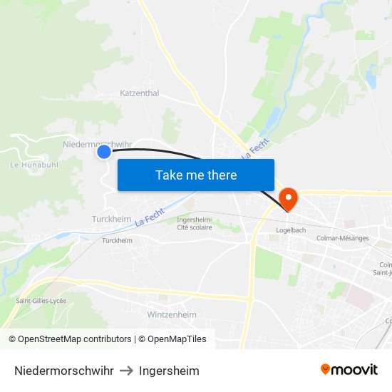 Niedermorschwihr to Ingersheim map