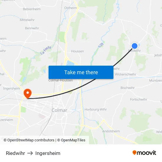 Riedwihr to Ingersheim map
