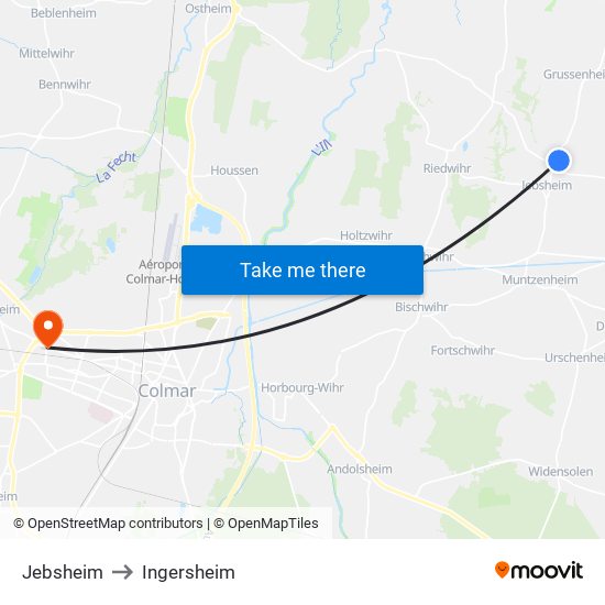 Jebsheim to Ingersheim map