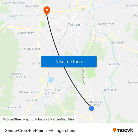 Sainte-Croix-En-Plaine to Ingersheim map