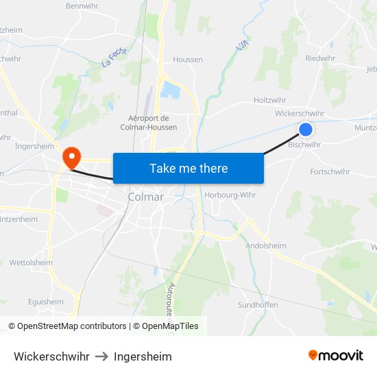 Wickerschwihr to Ingersheim map
