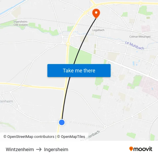 Wintzenheim to Ingersheim map