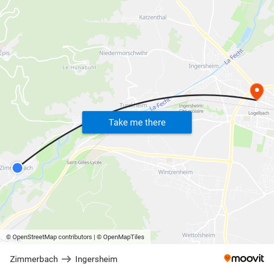 Zimmerbach to Ingersheim map