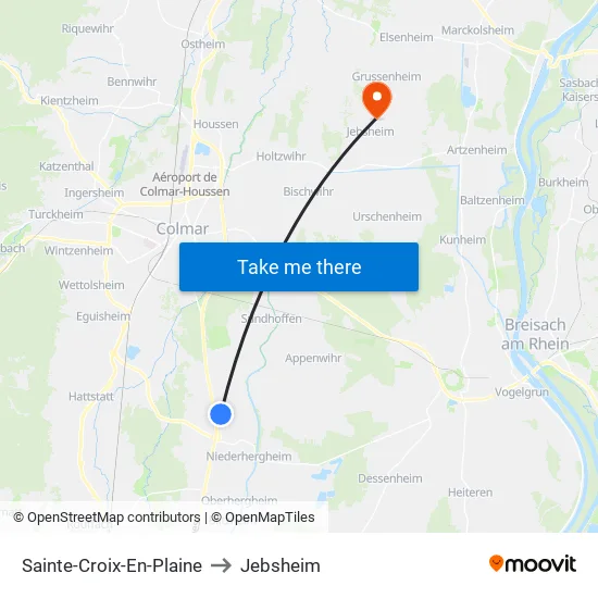 Sainte-Croix-En-Plaine to Jebsheim map