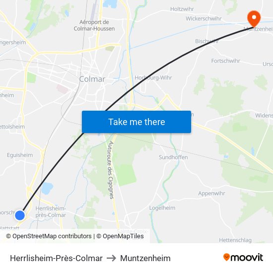 Herrlisheim-Près-Colmar to Muntzenheim map