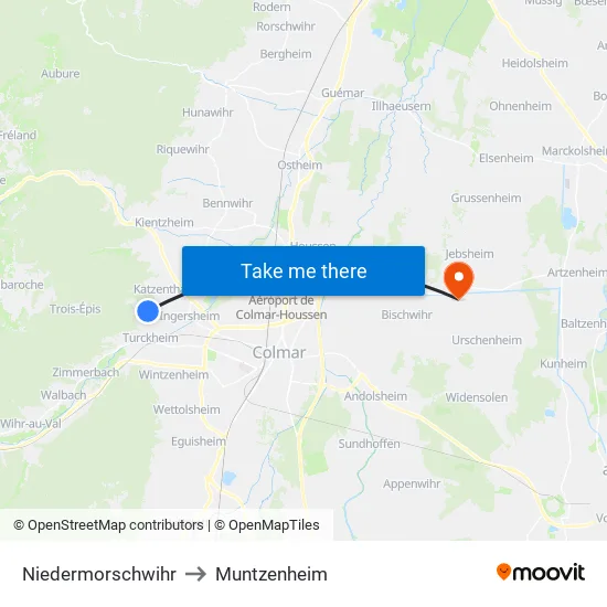 Niedermorschwihr to Muntzenheim map