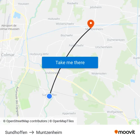 Sundhoffen to Muntzenheim map