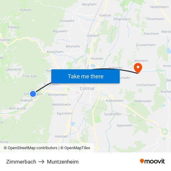 Zimmerbach to Muntzenheim map