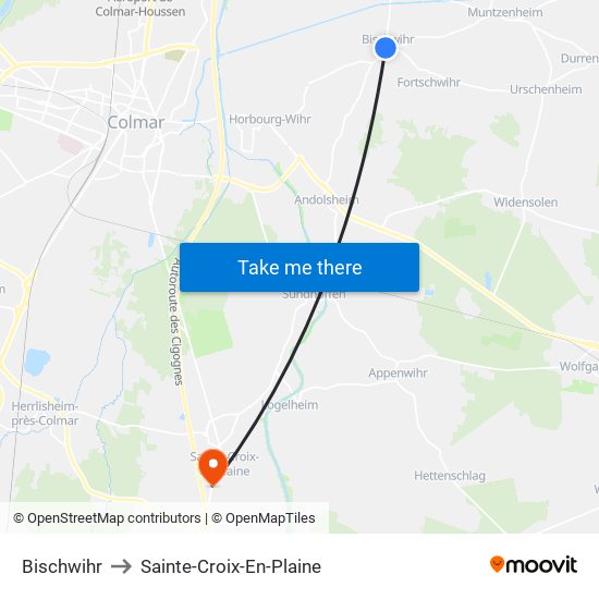 Bischwihr to Sainte-Croix-En-Plaine map