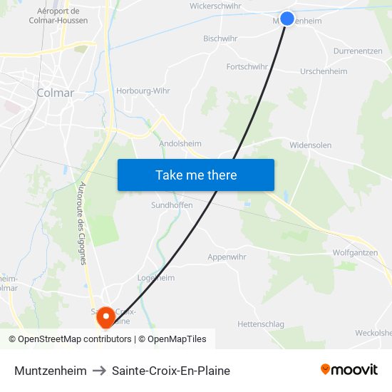 Muntzenheim to Sainte-Croix-En-Plaine map