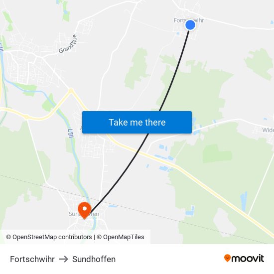 Fortschwihr to Sundhoffen map