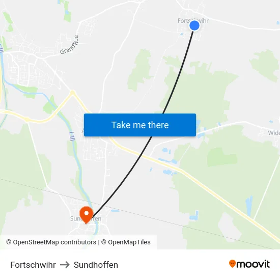 Fortschwihr to Sundhoffen map