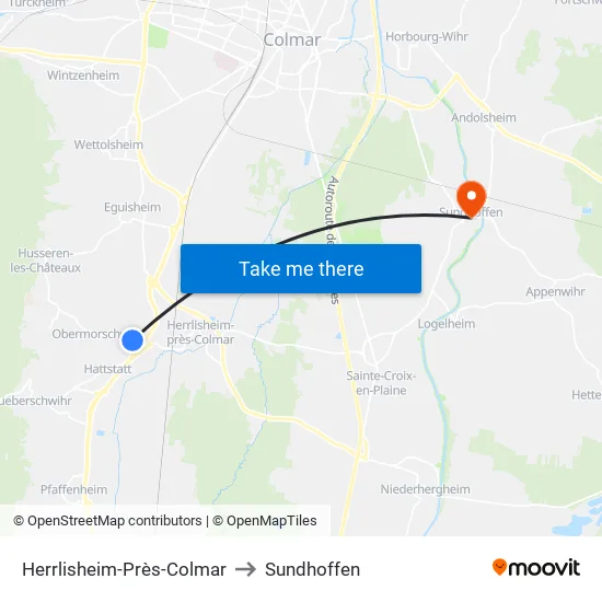 Herrlisheim-Près-Colmar to Sundhoffen map