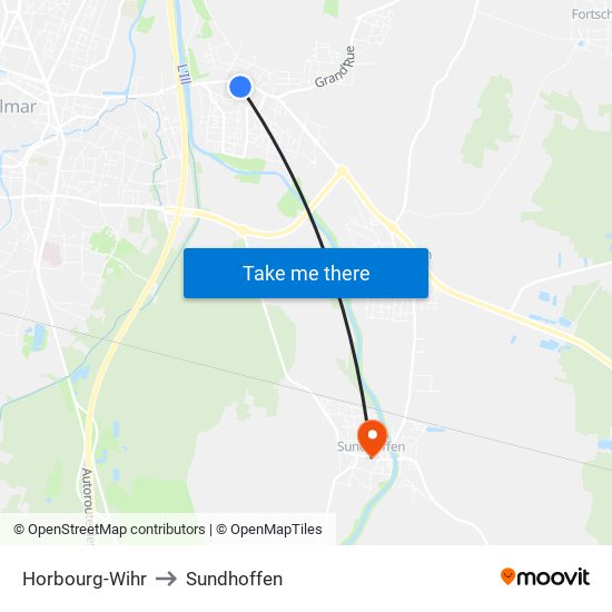 Horbourg-Wihr to Sundhoffen map