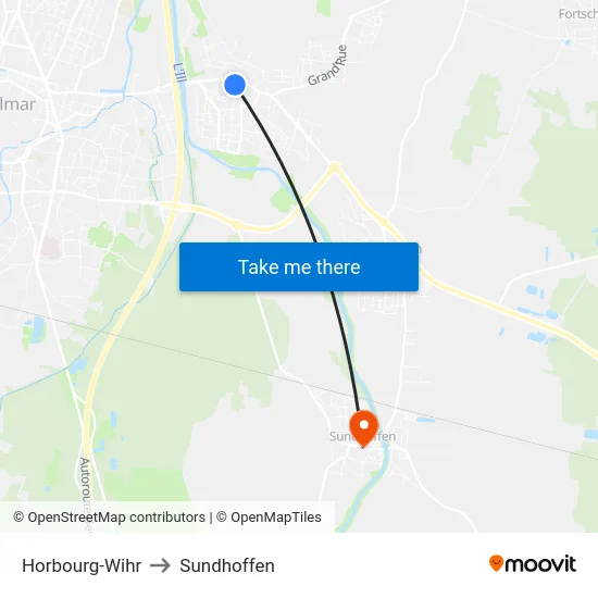 Horbourg-Wihr to Sundhoffen map