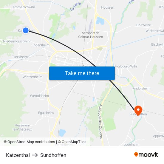 Katzenthal to Sundhoffen map