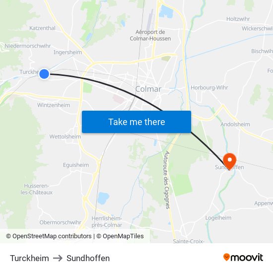 Turckheim to Sundhoffen map
