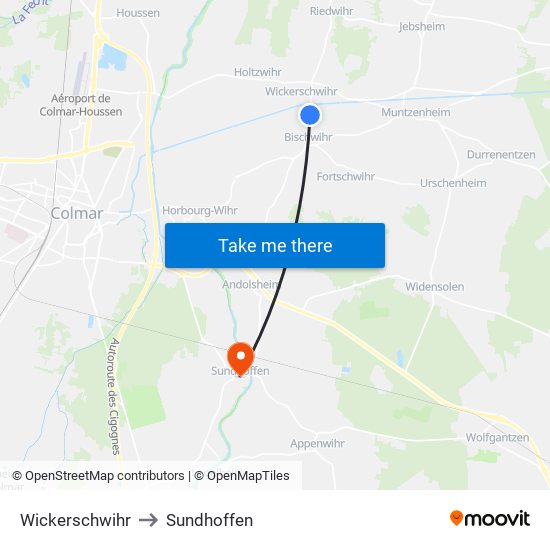 Wickerschwihr to Sundhoffen map