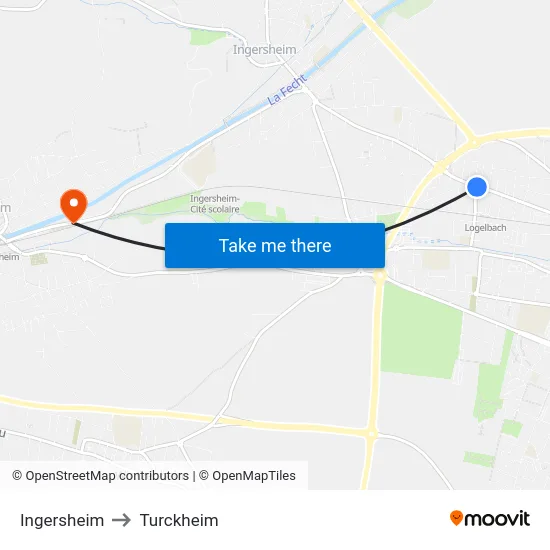 Ingersheim to Turckheim map