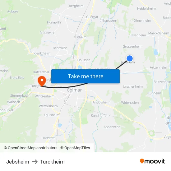 Jebsheim to Turckheim map